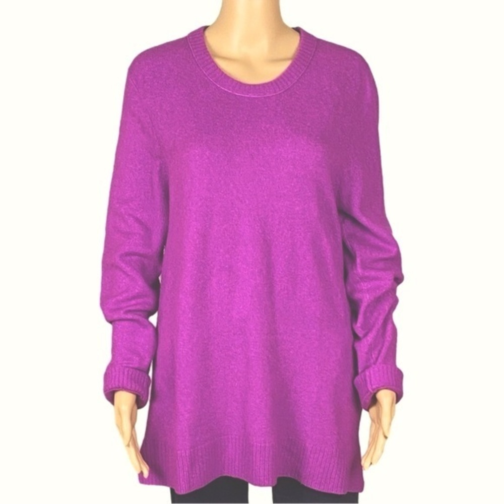 J. CREW FACTORY neon pink warm and cozy crew neck long sweater Size Large EUC